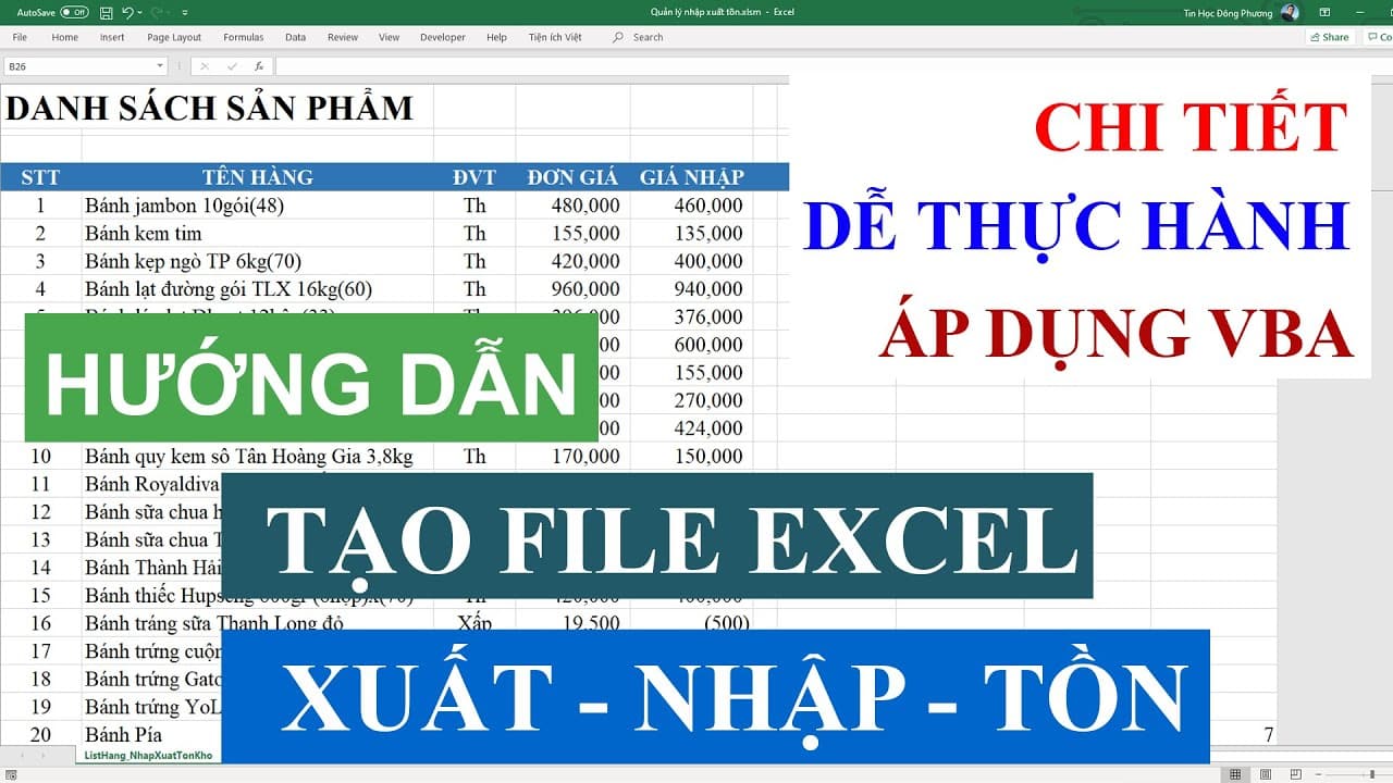 Quản Lý Kho Bằng File Excel Đơn Giản, Dễ Sử Dụng (Phần 1)