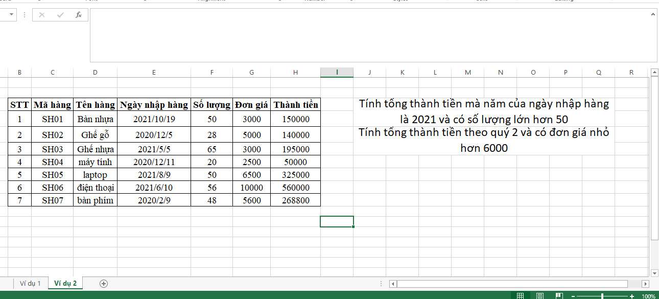 bai tap ham sumifs trong excel
