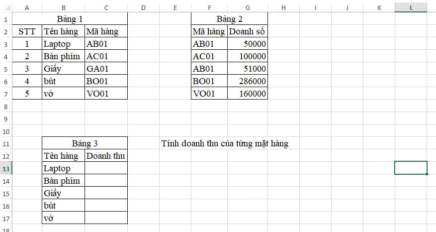 hàm sumif kết hợp hàm vlookup