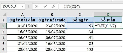 Cách tính số ngày giữa 2 thời điểm