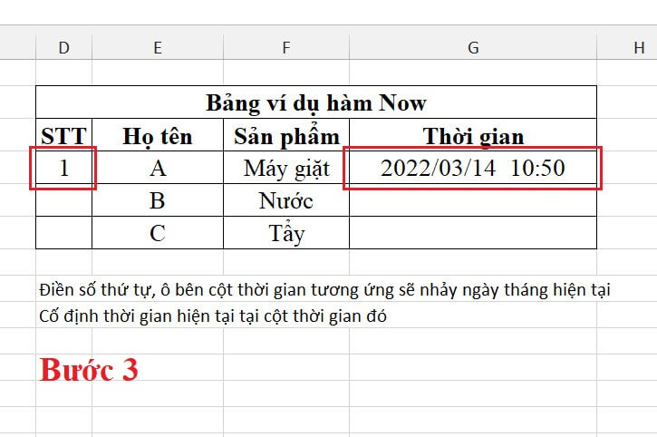 kết quả cố định ngày tháng bằng hàm now