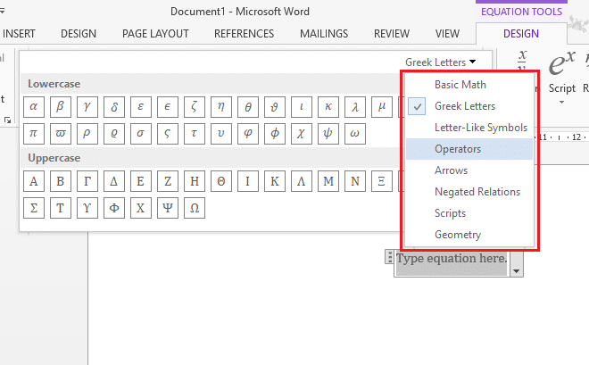 các loại ký hiệu trong equation word