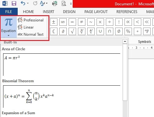 công cụ tools trong equation