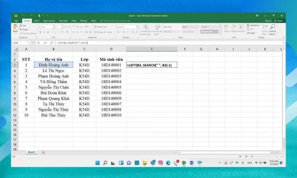 Các trường hợp dùng hàm left trong excel