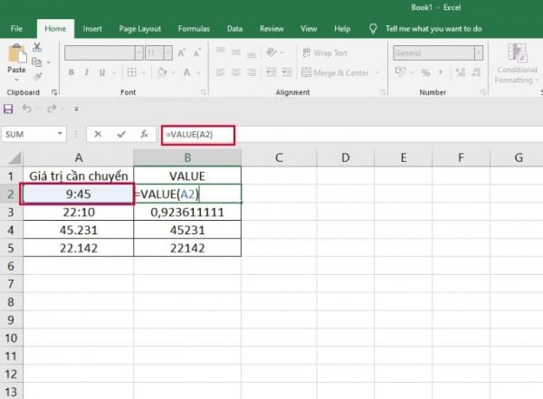 Cách dùng hàm VALUE cơ bản trong Excel