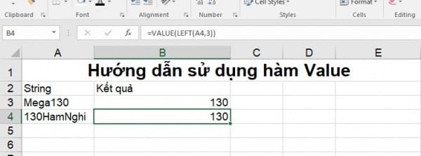 Cách dùng hàm VALUE với hàm RIGHT, MID, LEFT