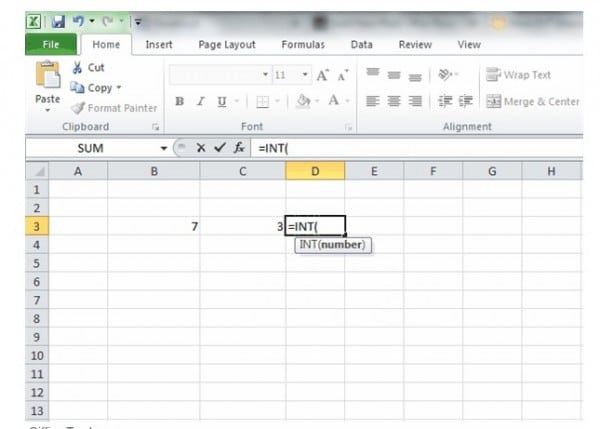 Cách sử dụng hàm INT trong Excel