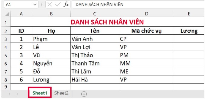 Cách sử dụng hàm vlookup giữa 2 sheet