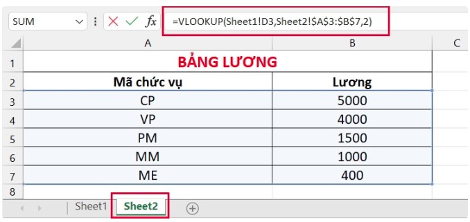 Cách sử dụng hàm vlookup giữa 2 sheet