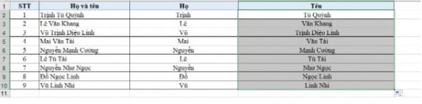 Hàm mid trong excel kết hợp với một số hàm khác