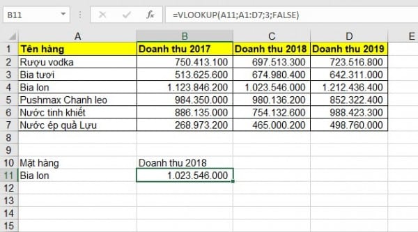 Kết hợp hàm match với các hàm tìm kiếm trong lookup