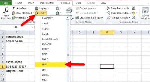 Làm như thế nào để mở hàm left trong excel