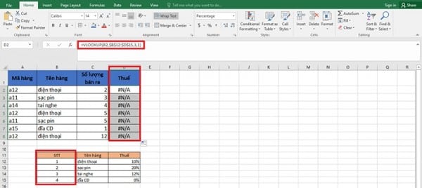 Một số lỗi thường gặp khi sử dụng hàm hlookup