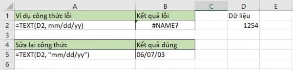 Các lỗi thường gặp khi sử dụng hàm text trong excel