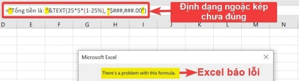 Các lỗi thường gặp khi sử dụng hàm text trong excel