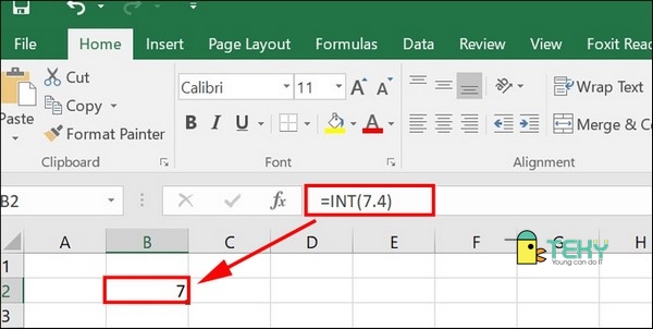 Ví dụ cụ thể khi sử dụng hàm int trong excel