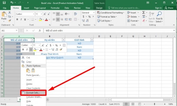 Cách ẩn cột trong Excel không cho chỉnh sửa