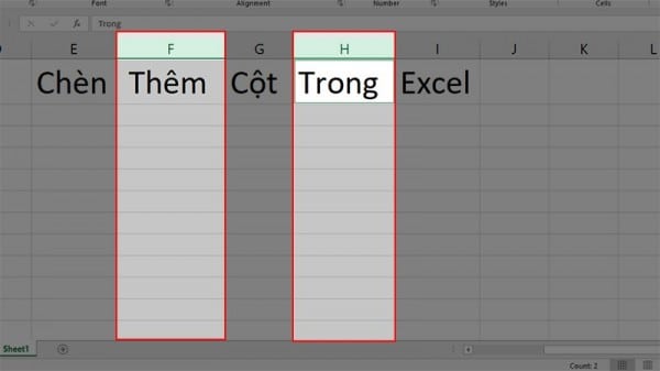 Cách chèn tăng cột vô Excel 2010