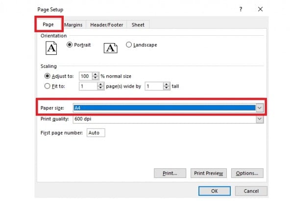 Cách chỉnh trang in vô Excel 2010