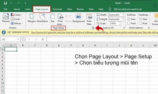 Cách đánh số trang trong Excel 2016 