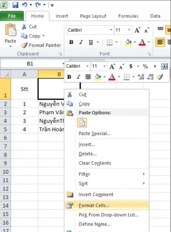 Cách chia 1 cột thành 2 cột trong Excel dùng đường chéo