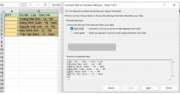 Cách chia 1 ô thành 3 ô trong Excel