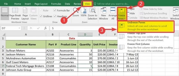 Cách cố định cột trong Excel