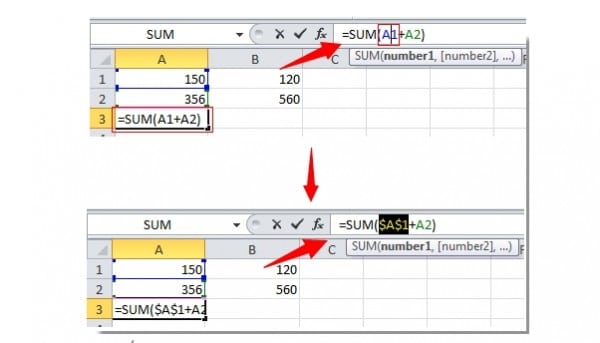 Cách cố định ô trong Excel