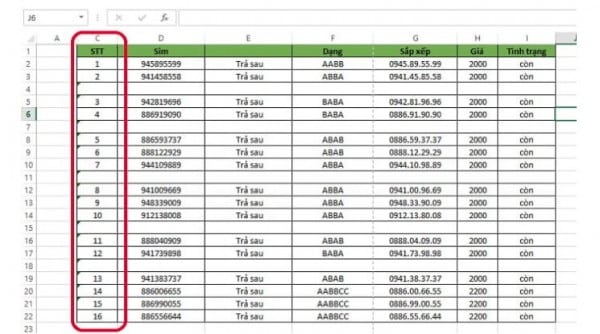 Cách đánh số thứ tự trong Excel có điều kiện