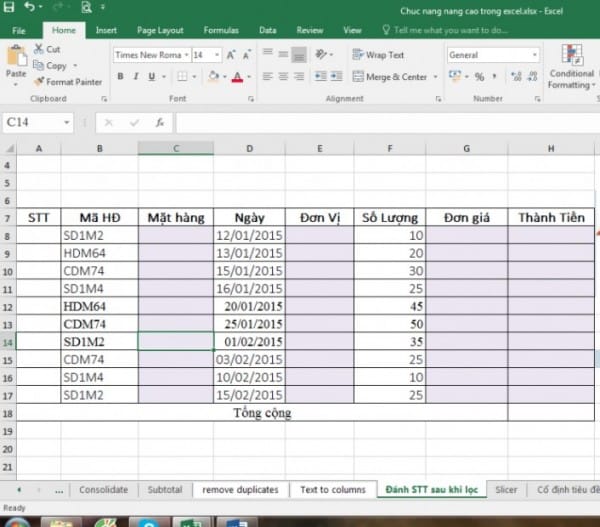 Cách đánh số thứ tự trong Excel khi ẩn dòng