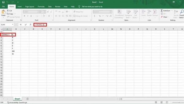 Cách đánh số thứ tự trong Excel khi xóa dòng