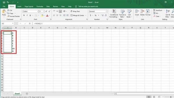 Cách đánh số thứ tự trong Excel khi xóa dòng