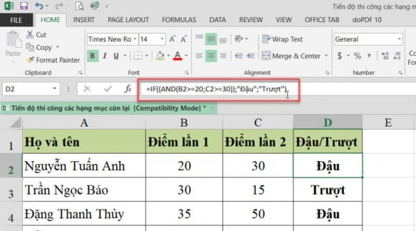 Cách dùng hàm IF trong Excel nhiều điều kiện 