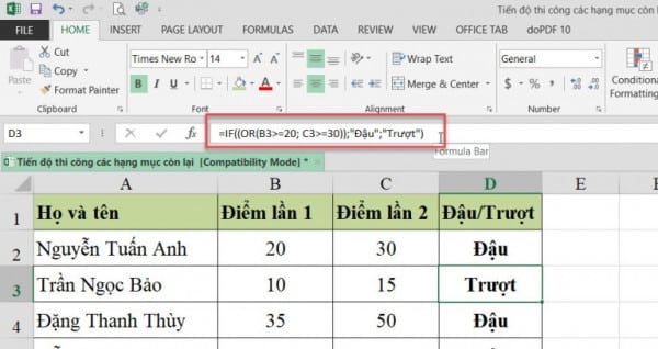 Cách dùng hàm IF trong Excel nhiều điều kiện 