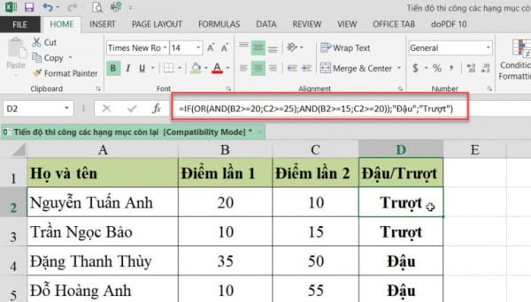 Cách dùng hàm IF trong Excel nhiều điều kiện 