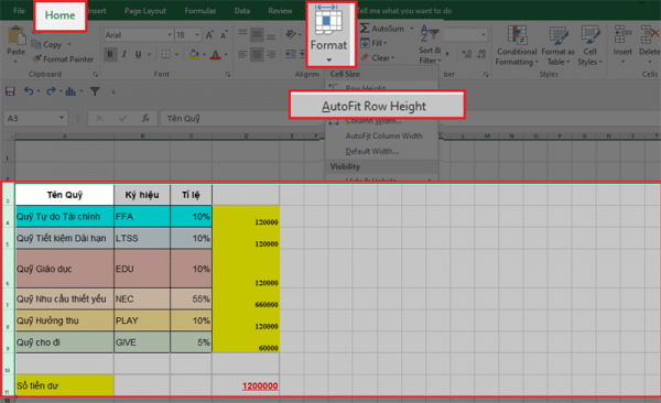 Cách giãn dòng trong Excel 2010, 2013, 2016 