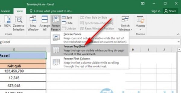 Cách giữ tiêu đề trong Excel khi kéo xuống 