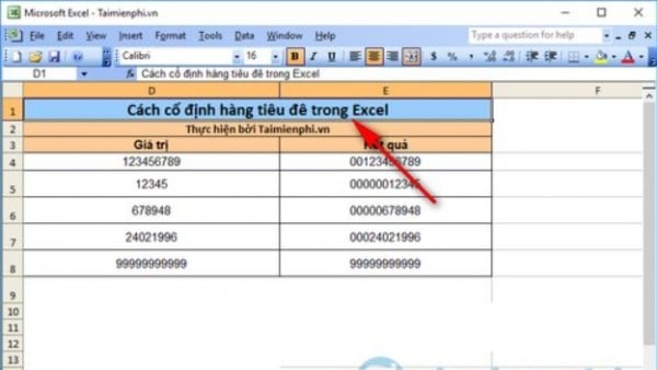 Cách giữ tiêu đề trong Excel khi kéo xuống 