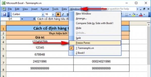 Cách giữ tiêu đề trong Excel khi kéo xuống 