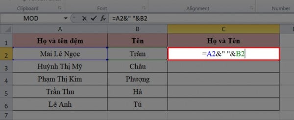 Hướng dẫn cách gộp cột trong Excel không mất dữ liệu