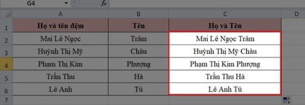 Hướng dẫn cách gộp cột trong Excel không mất dữ liệu