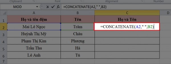 Hướng dẫn cách gộp cột trong Excel không mất dữ liệu