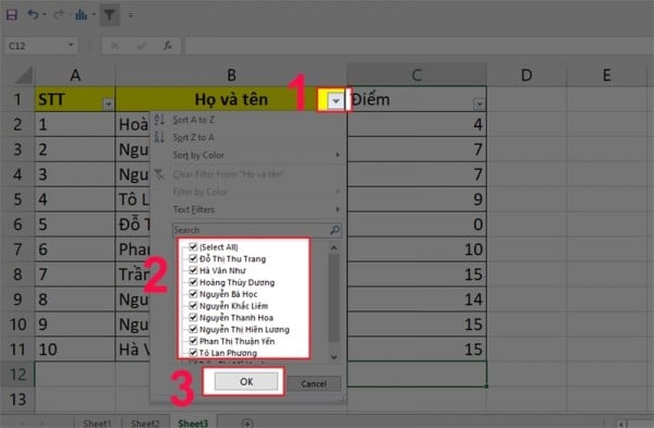 Hướng dẫn lọc và tính tổng trong Excel