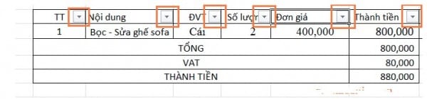 Cách tính tổng hàng dọc trong Excel