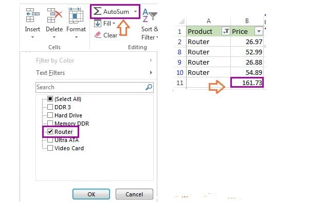 Cách tính tổng hàng dọc trong Excel