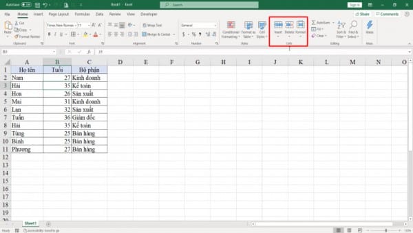 Các tính năng bên trên thanh khí cụ Excel 