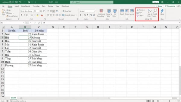 Các tính năng bên trên thanh khí cụ Excel 