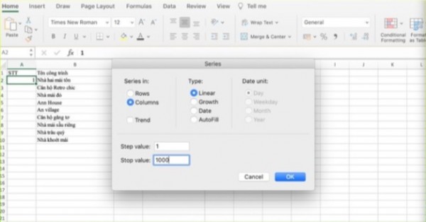 cach danh so thu tu 1000 trong excel 1