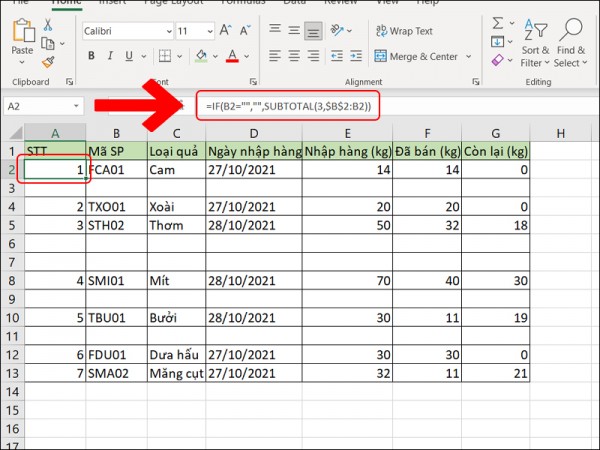 Cách đánh số thứ tự trong Excel có điều kiện 