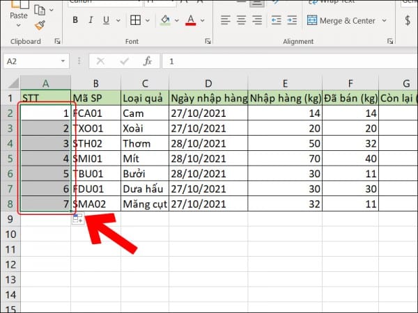 Cách kéo số thứ tự trong Excel tự nhảy 